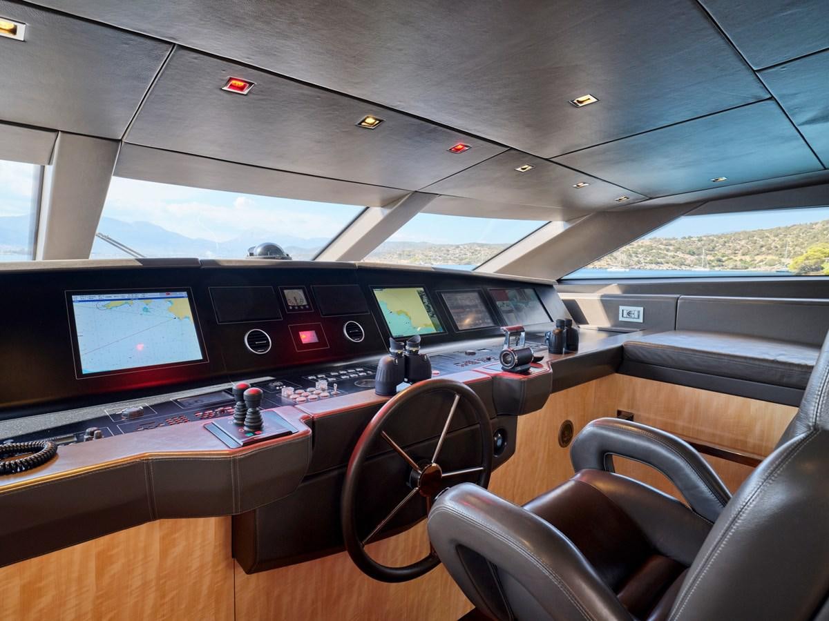 inside of a vehicle with a large screen and a few screens aboard RARE DIAMOND Yacht for Sale