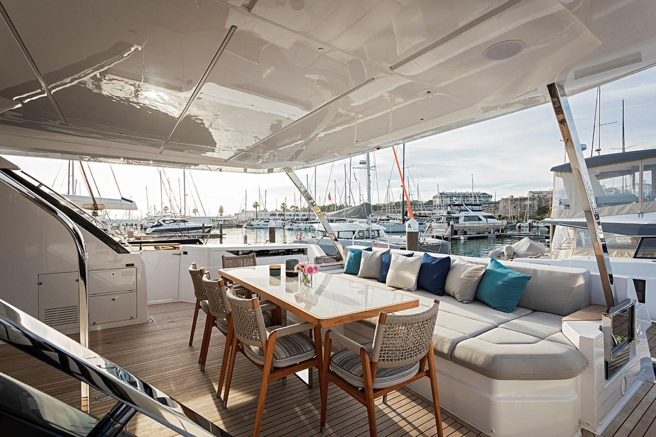 a boat with a table and chairs aboard ANINHA 1 Yacht for Sale
