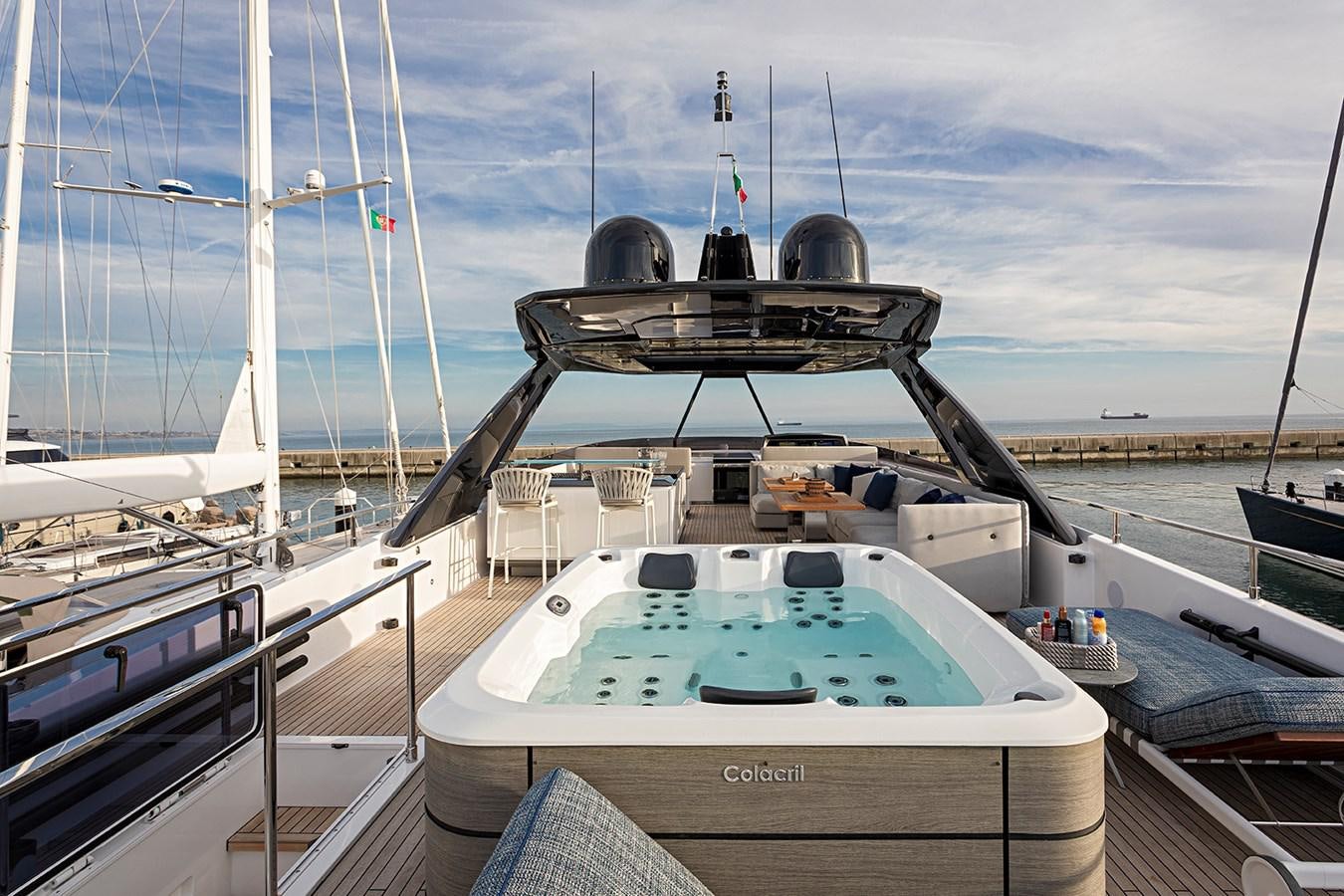 a large ship in a harbor aboard ANINHA 1 Yacht for Sale