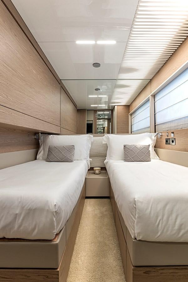 a room with two beds aboard ANINHA 1 Yacht for Sale
