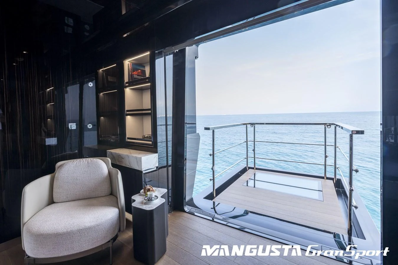 a room with a balcony aboard RR Yacht for Sale