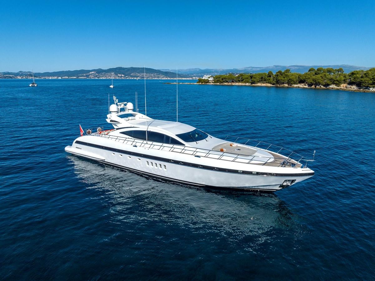 a white boat in the water aboard CLAUDIA'S Yacht for Sale