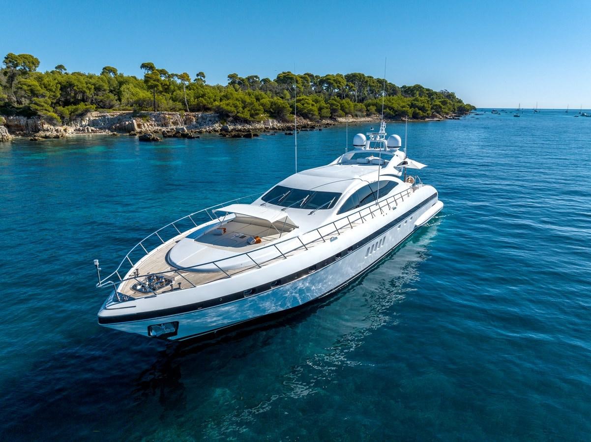 a white boat in the water aboard CLAUDIA'S Yacht for Sale