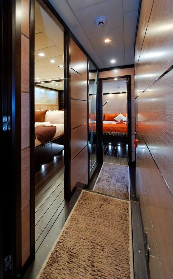 a room with a glass wall aboard CLAUDIA'S Yacht for Sale