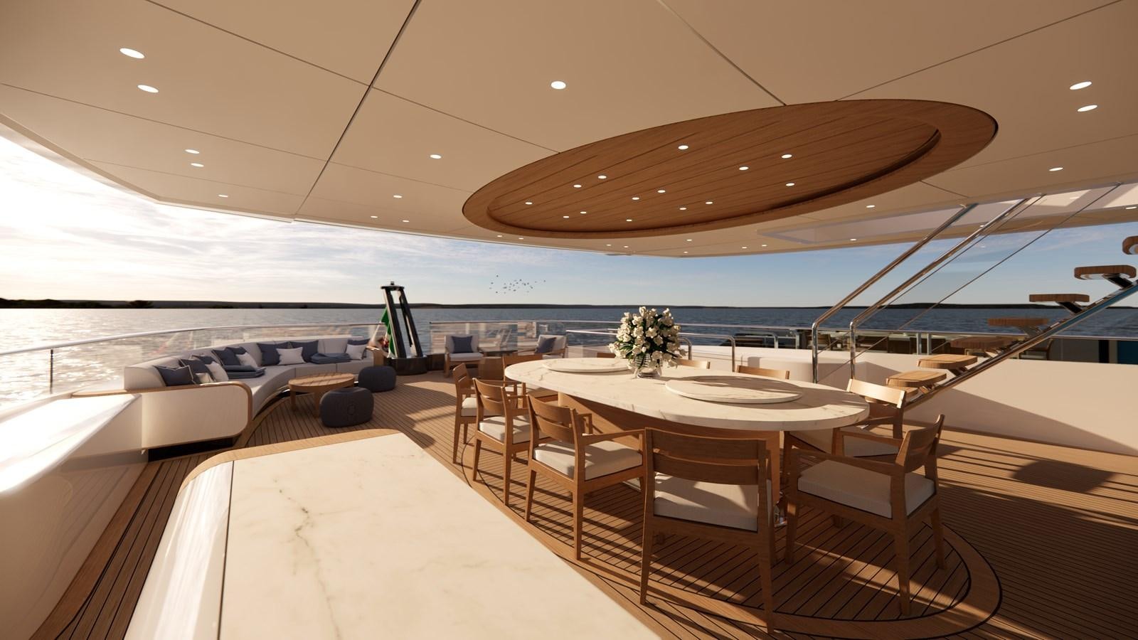 a room with a table and chairs aboard NL 50 PLUS Yacht for Sale