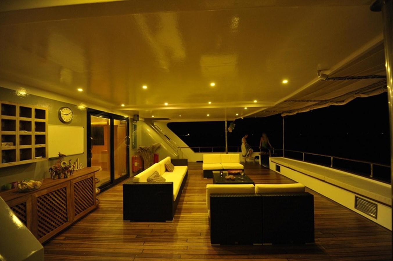 a room with a couch and a table aboard 2017 SAFARI  142 CUSTOM Yacht for Sale