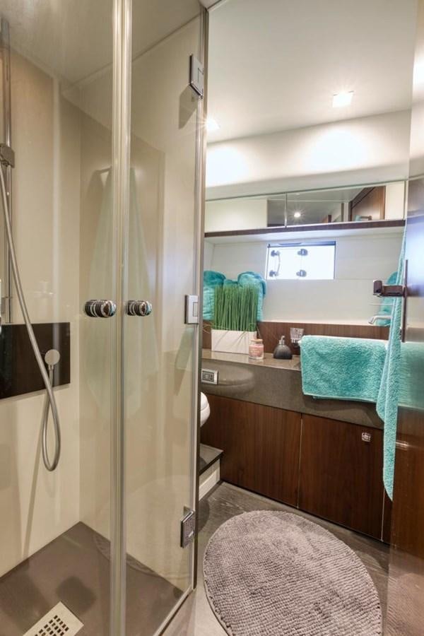 a shower unit in a bathroom aboard LANA 1 Yacht for Sale