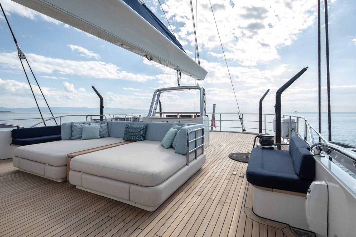 a boat on a deck aboard L'AQUILA Yacht for Sale