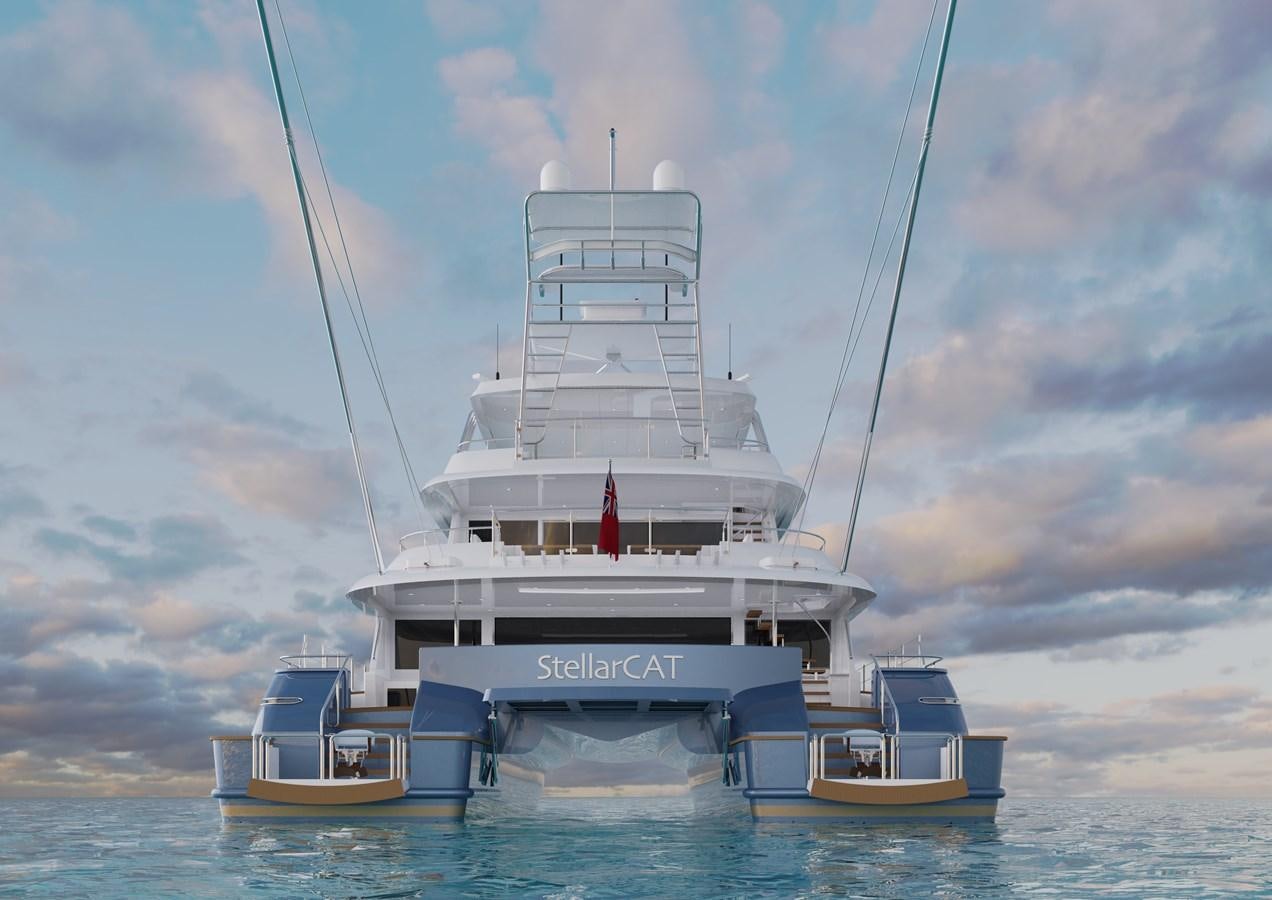 a large white boat in the water aboard STELLARCAT SF2603 Yacht for Sale