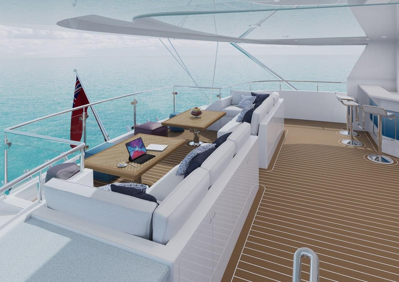 a large lounge area on a boat aboard STELLARCAT SF2603 Yacht for Sale