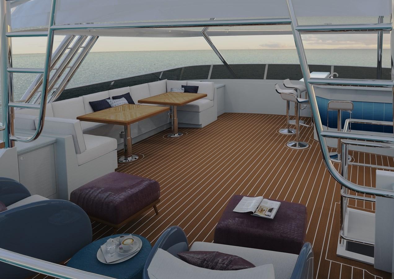 a room with a bed and a desk aboard STELLARCAT SF2603 Yacht for Sale