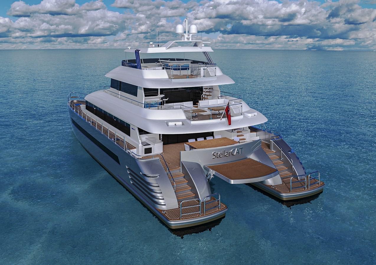 a large ship in the water aboard STELLARCAT AL2502 Yacht for Sale