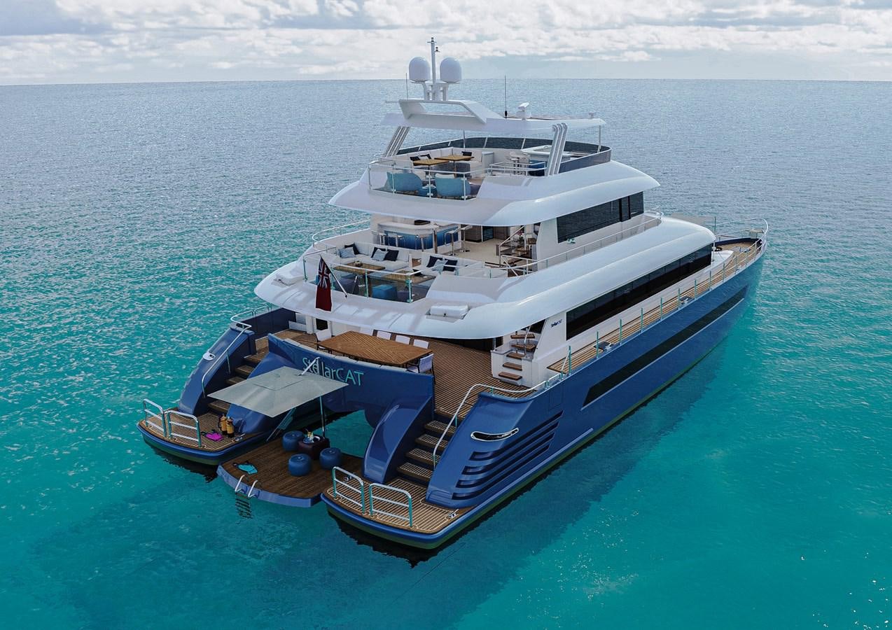 a large ship in the water aboard STELLARCAT AL2502 Yacht for Sale