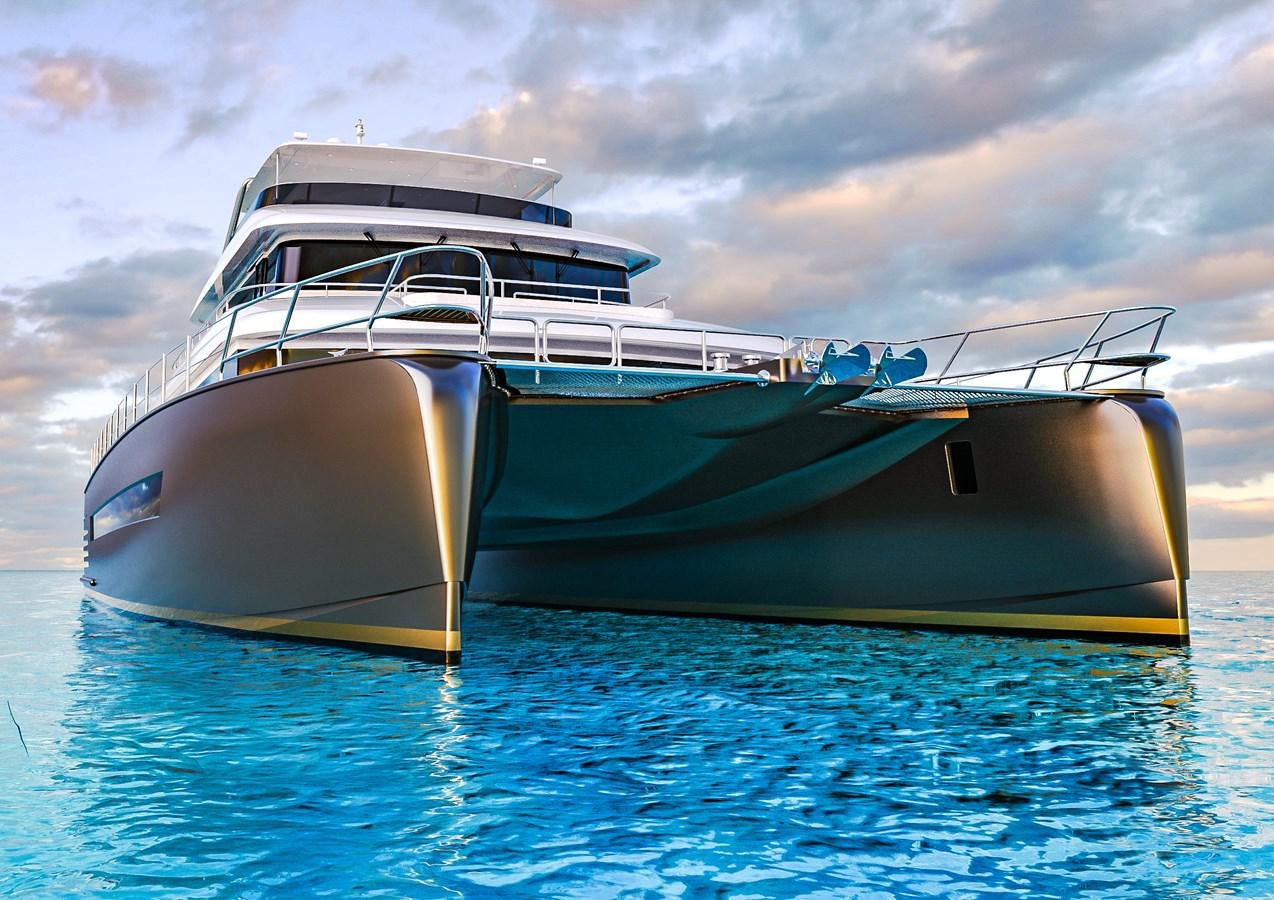 a boat in the water aboard STELLARCAT AL2502 Yacht for Sale
