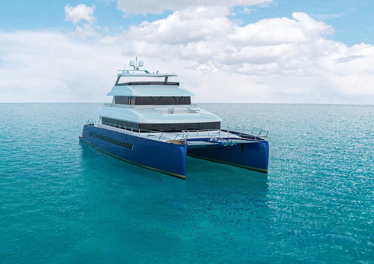 a large boat in the water aboard STELLARCAT AL2502 Yacht for Sale