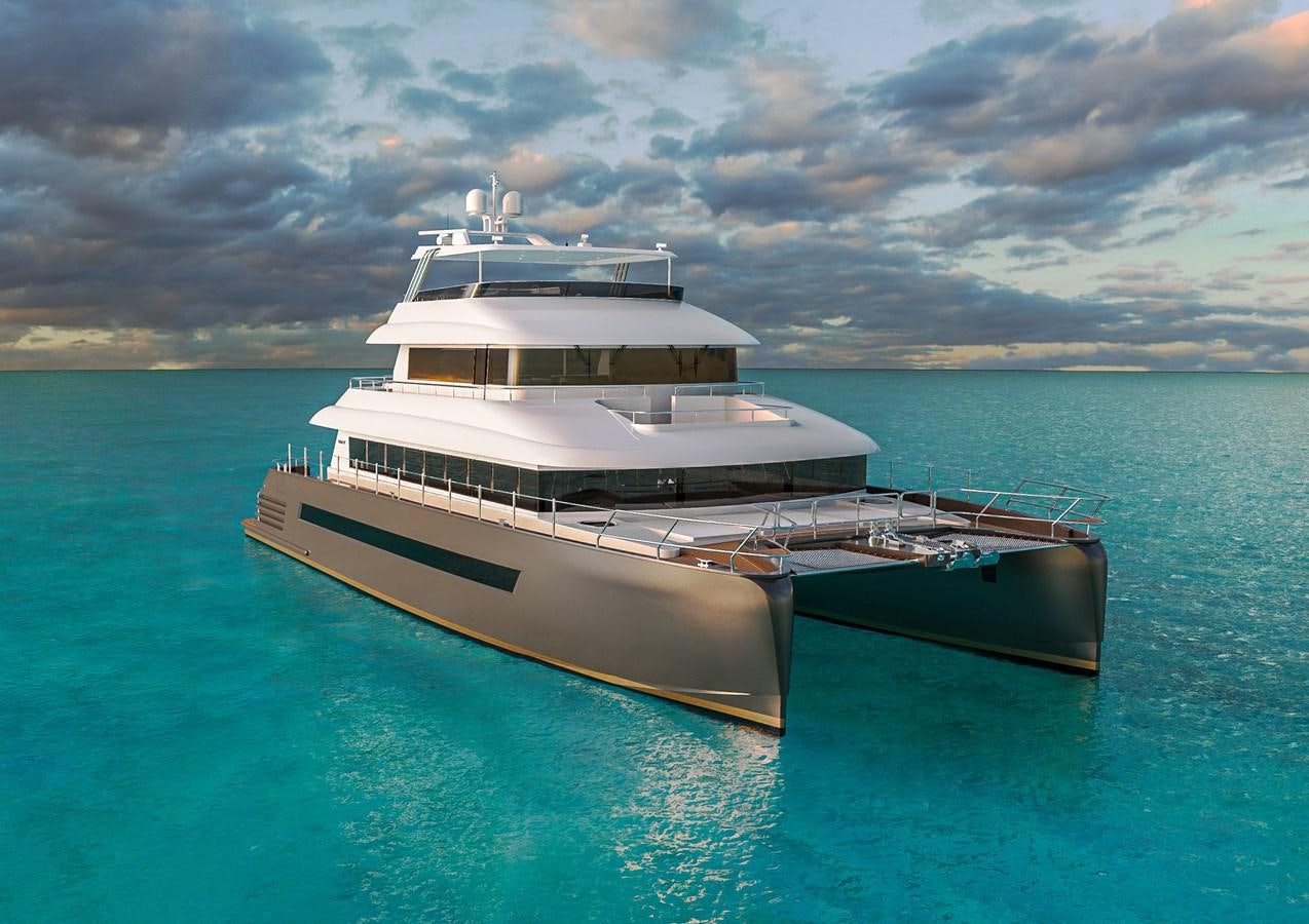 a large white ship in the water aboard STELLARCAT AL2502 Yacht for Sale