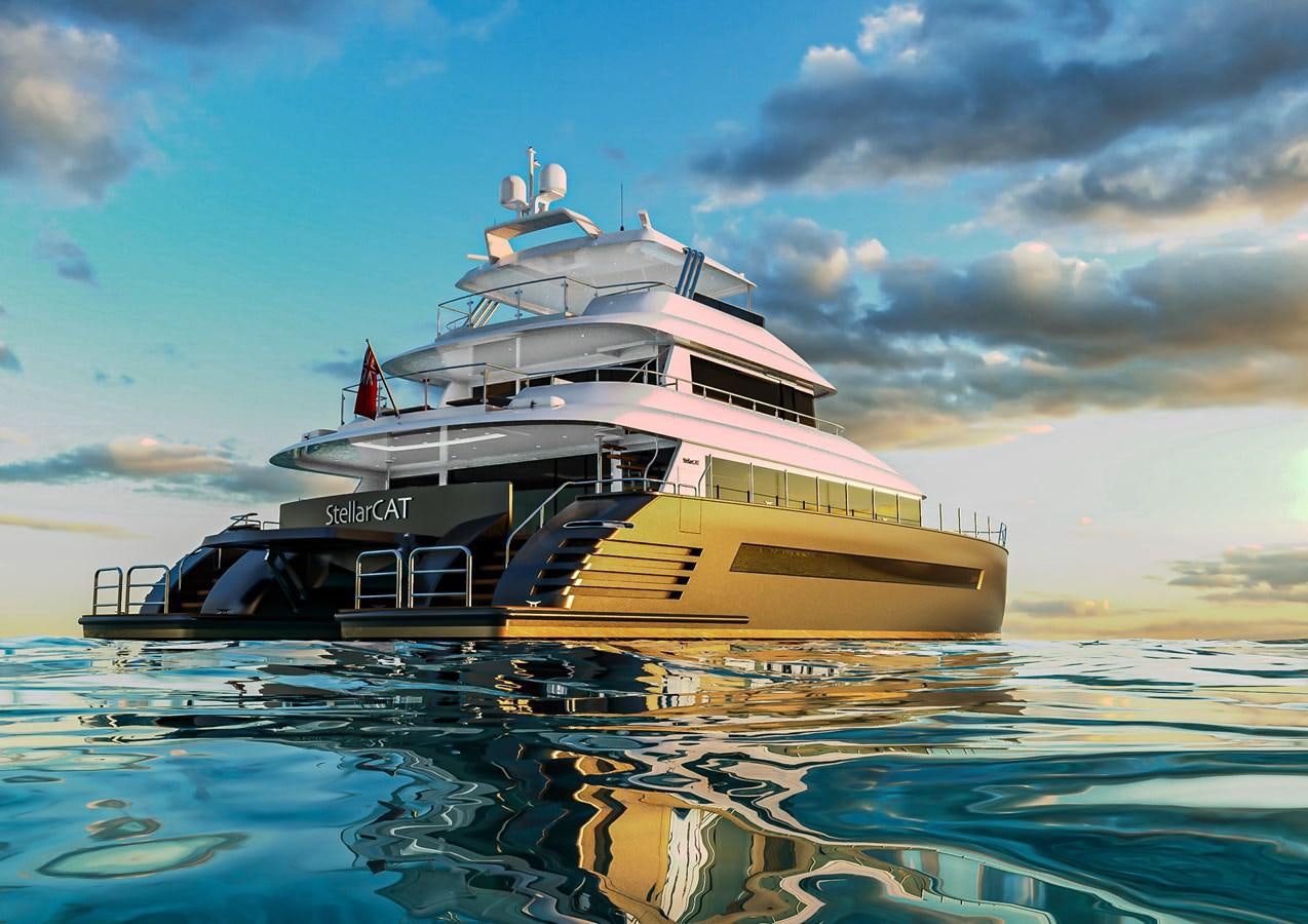 a boat in the water aboard STELLARCAT AL2502 Yacht for Sale