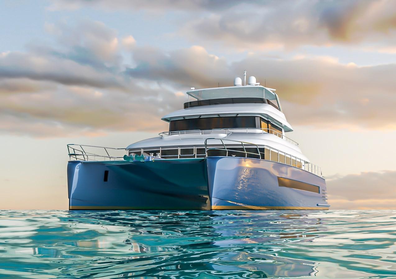 a boat in the water aboard STELLARCAT AL2502 Yacht for Sale