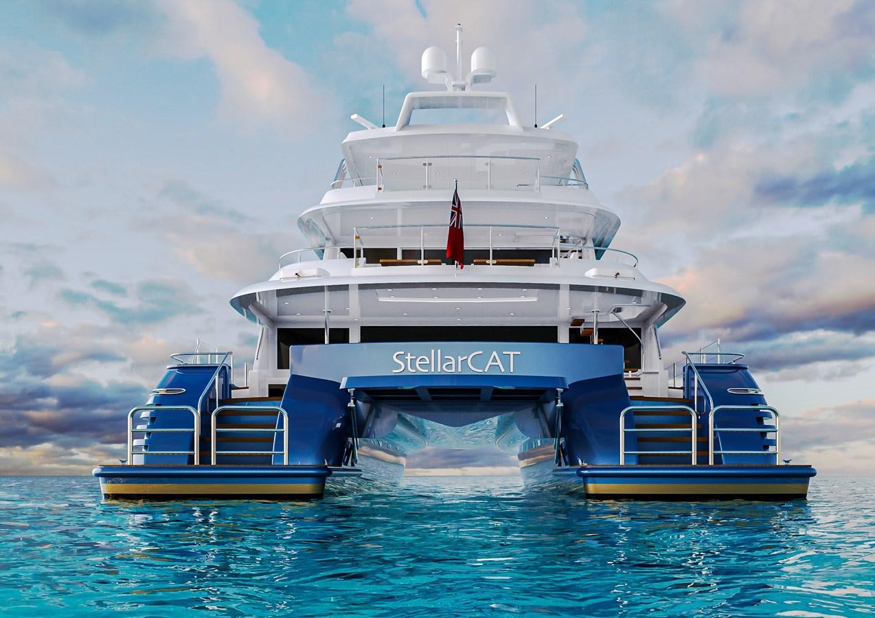 a large white ship in the water aboard STELLARCAT AL2502 Yacht for Sale
