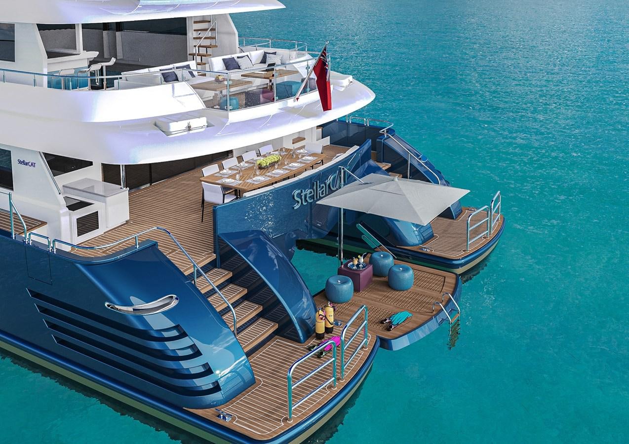 a boat docked at a pier aboard STELLARCAT AL2502 Yacht for Sale