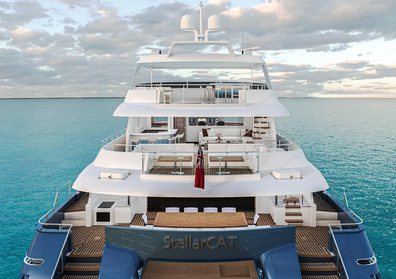 a large white ship in the water aboard STELLARCAT AL2502 Yacht for Sale
