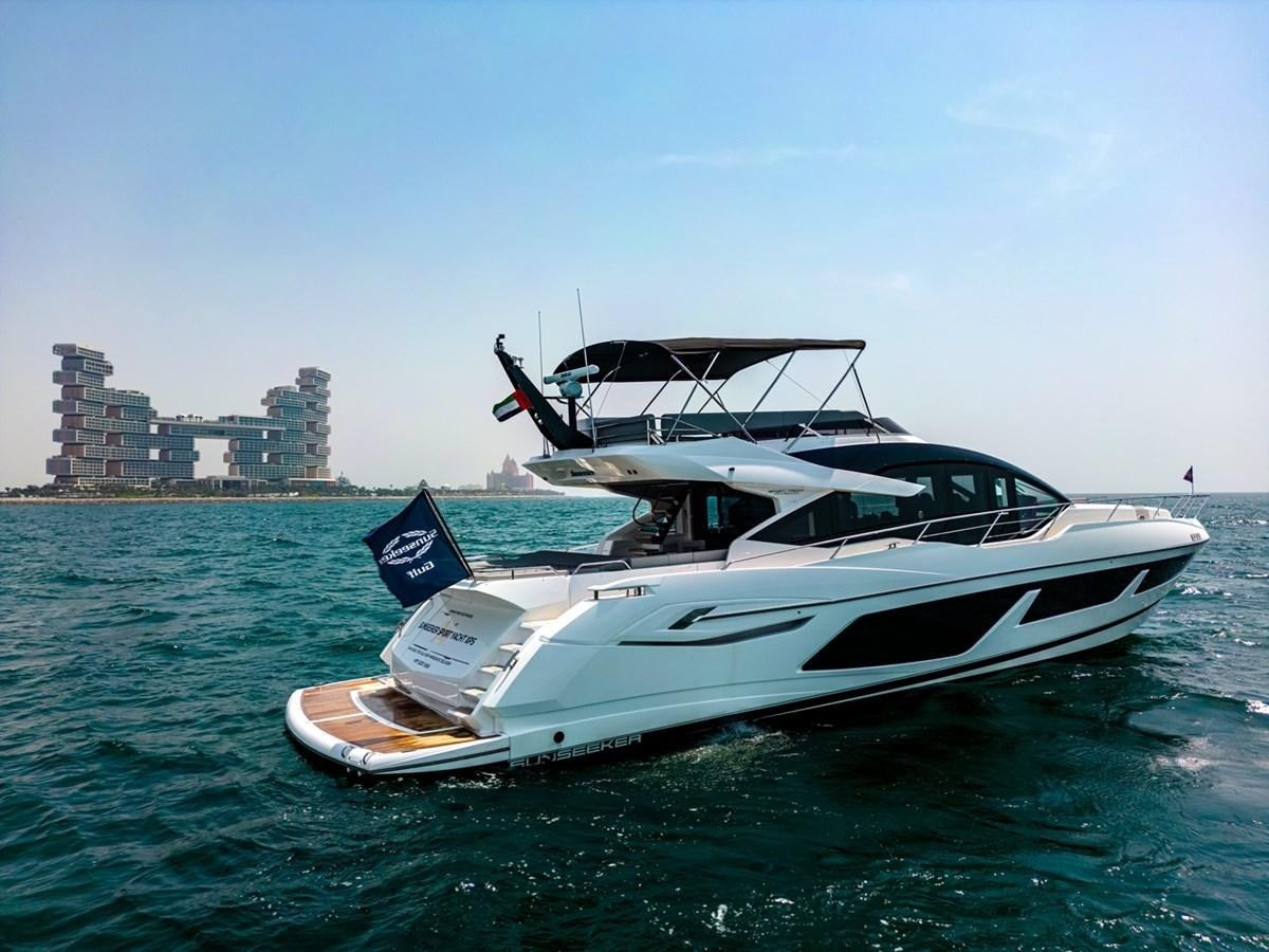 a boat on the water aboard 2023 SUNSEEKER 74 SPORTS  XPS Yacht for Sale
