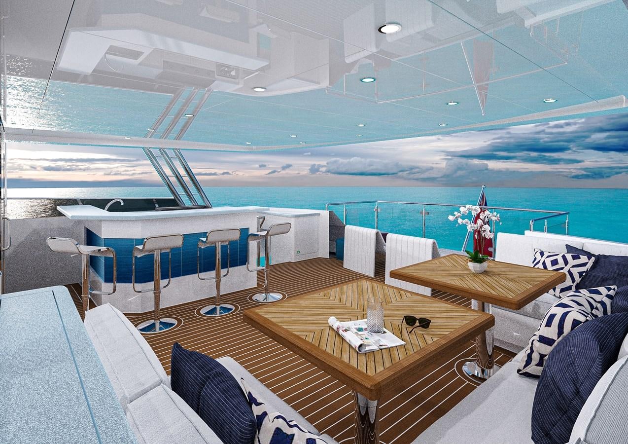 a room with a table and chairs aboard STELLARCAT AL2002 Yacht for Sale