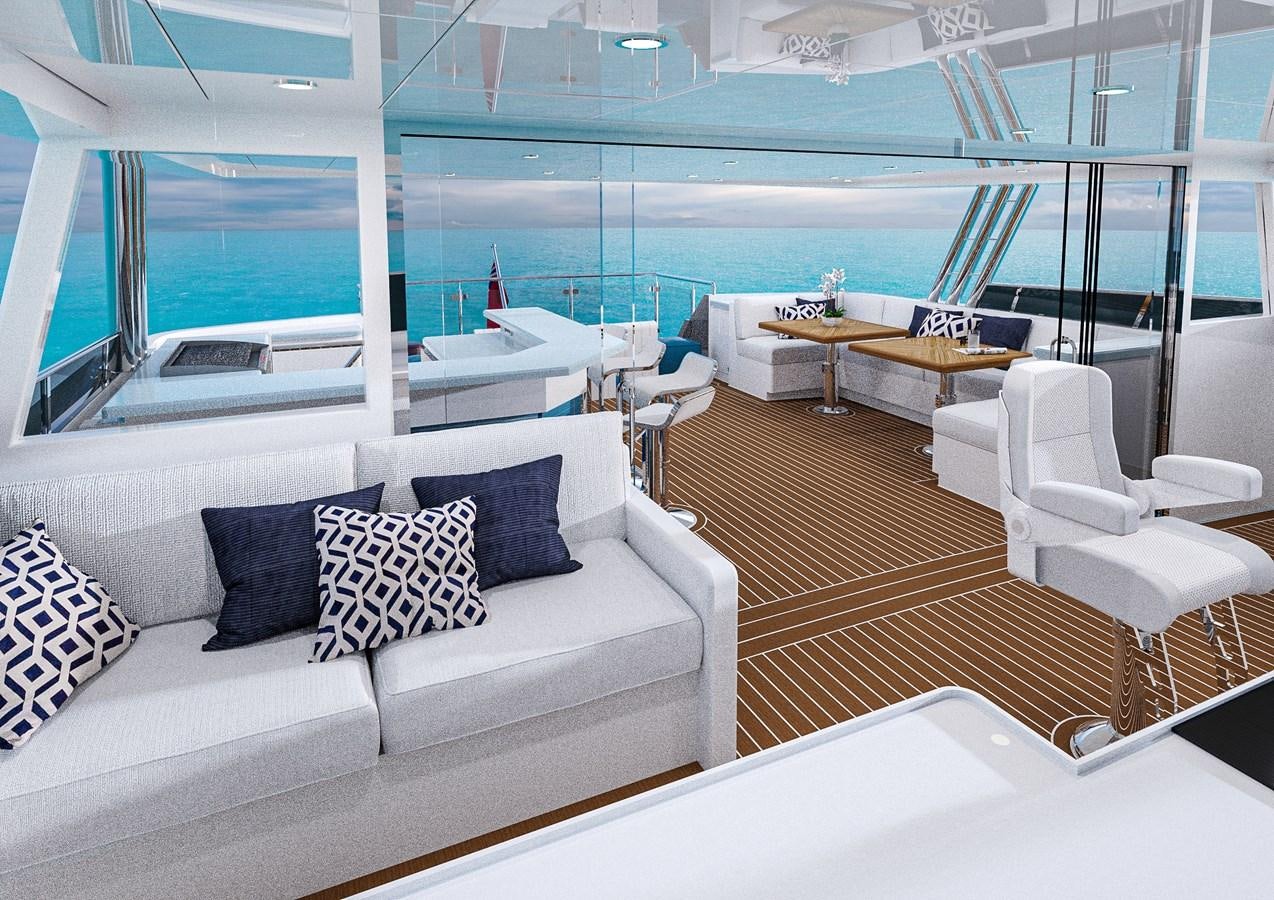 a room with a large window aboard STELLARCAT AL2002 Yacht for Sale