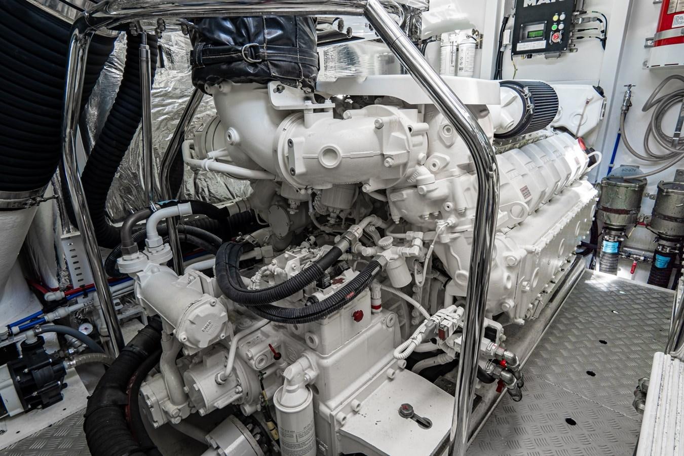 a close-up of a car engine aboard CINDERELLA Yacht for Sale
