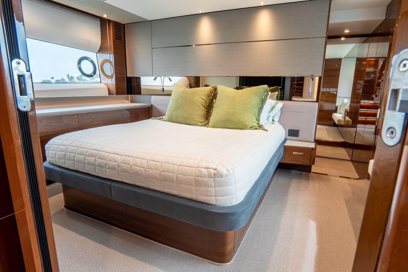 a bed in a room aboard CINDERELLA Yacht for Sale