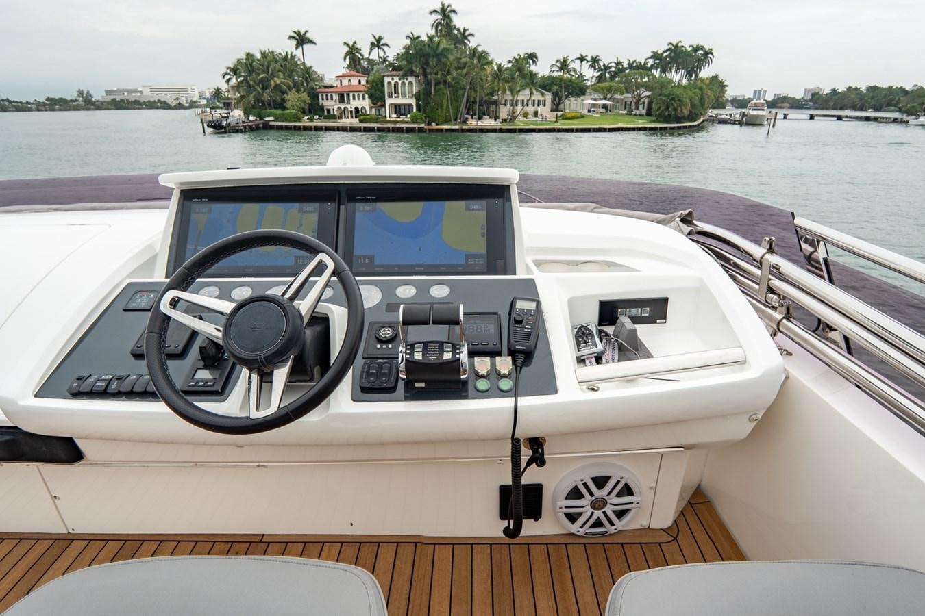 a boat with a steering wheel aboard CINDERELLA Yacht for Sale