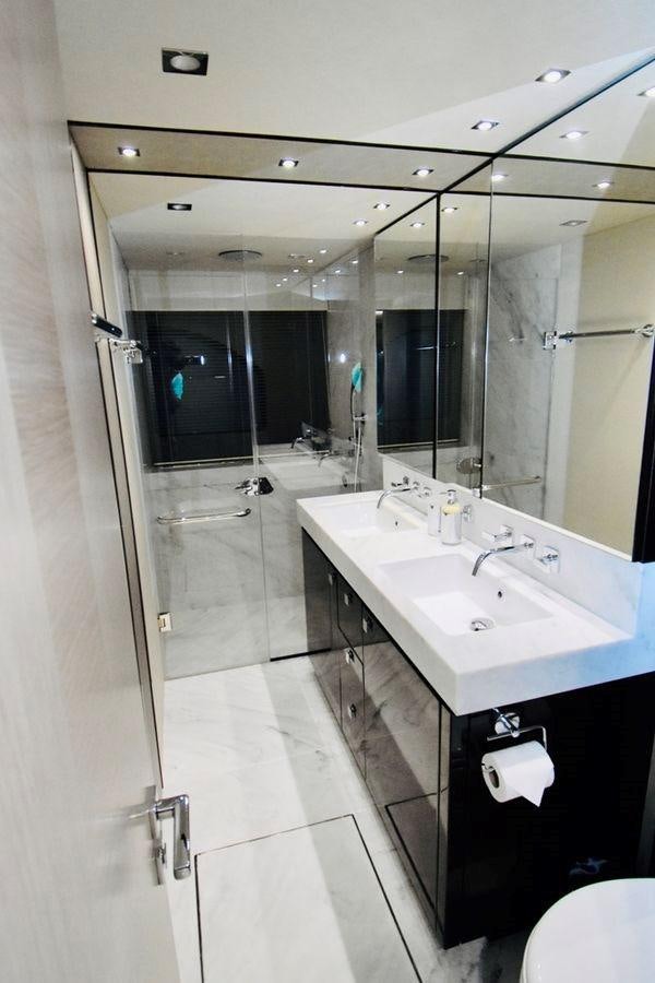 a bathroom with a large mirror aboard DO  ANYWAY Yacht for Sale