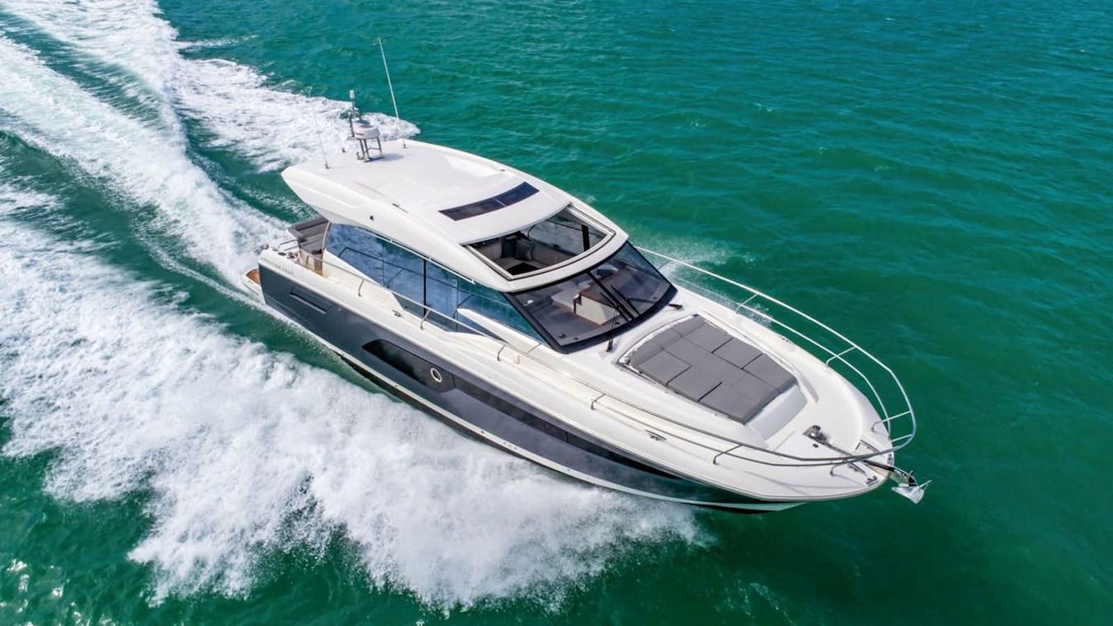 a boat on the water aboard 2024 PRESTIGE 520 S Yacht for Sale
