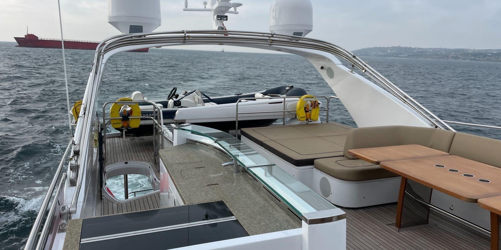 a boat on the water aboard PRINCESS 21M Yacht for Sale