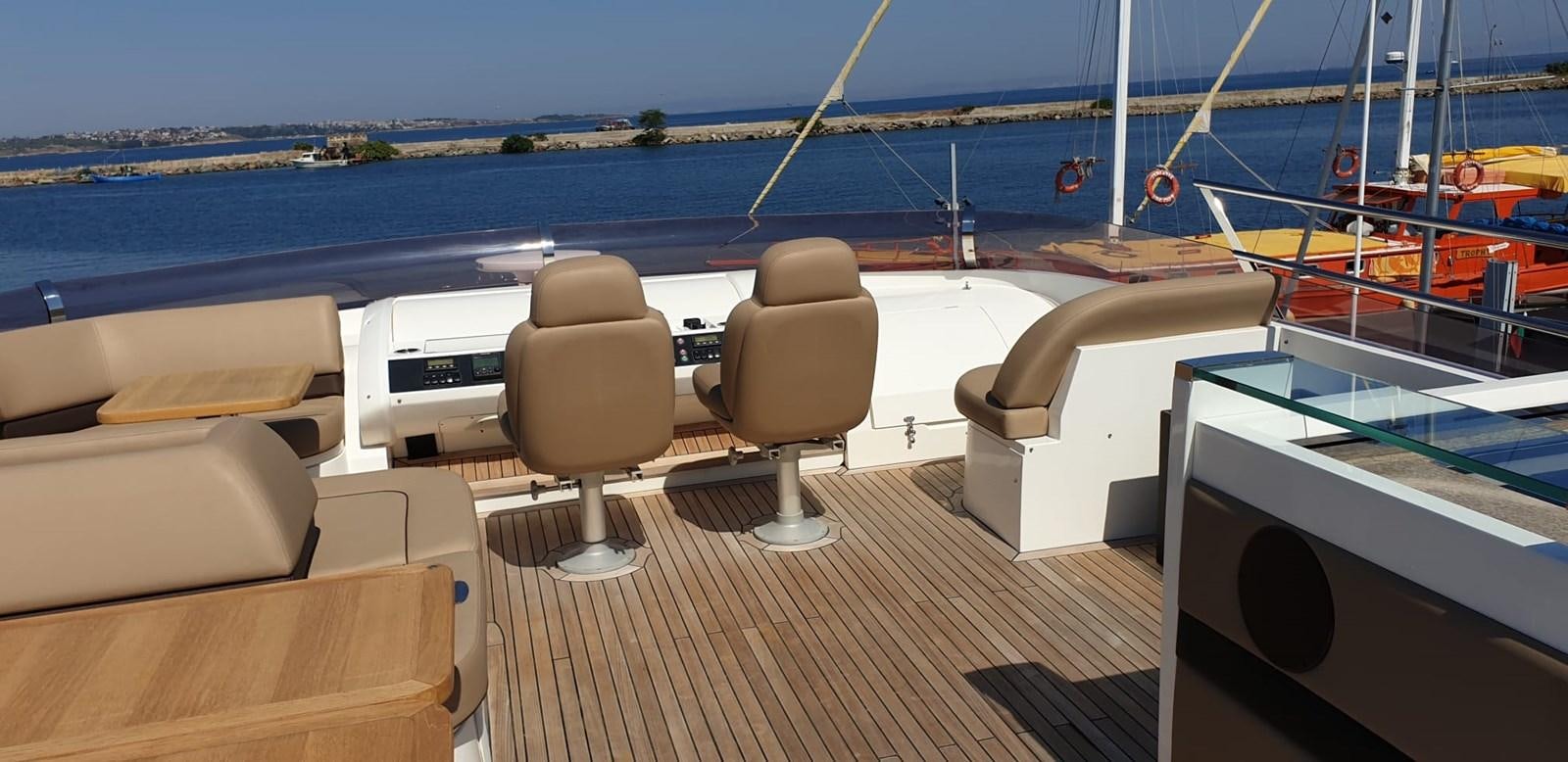 a deck with a deck and chairs on it aboard PRINCESS 21M Yacht for Sale