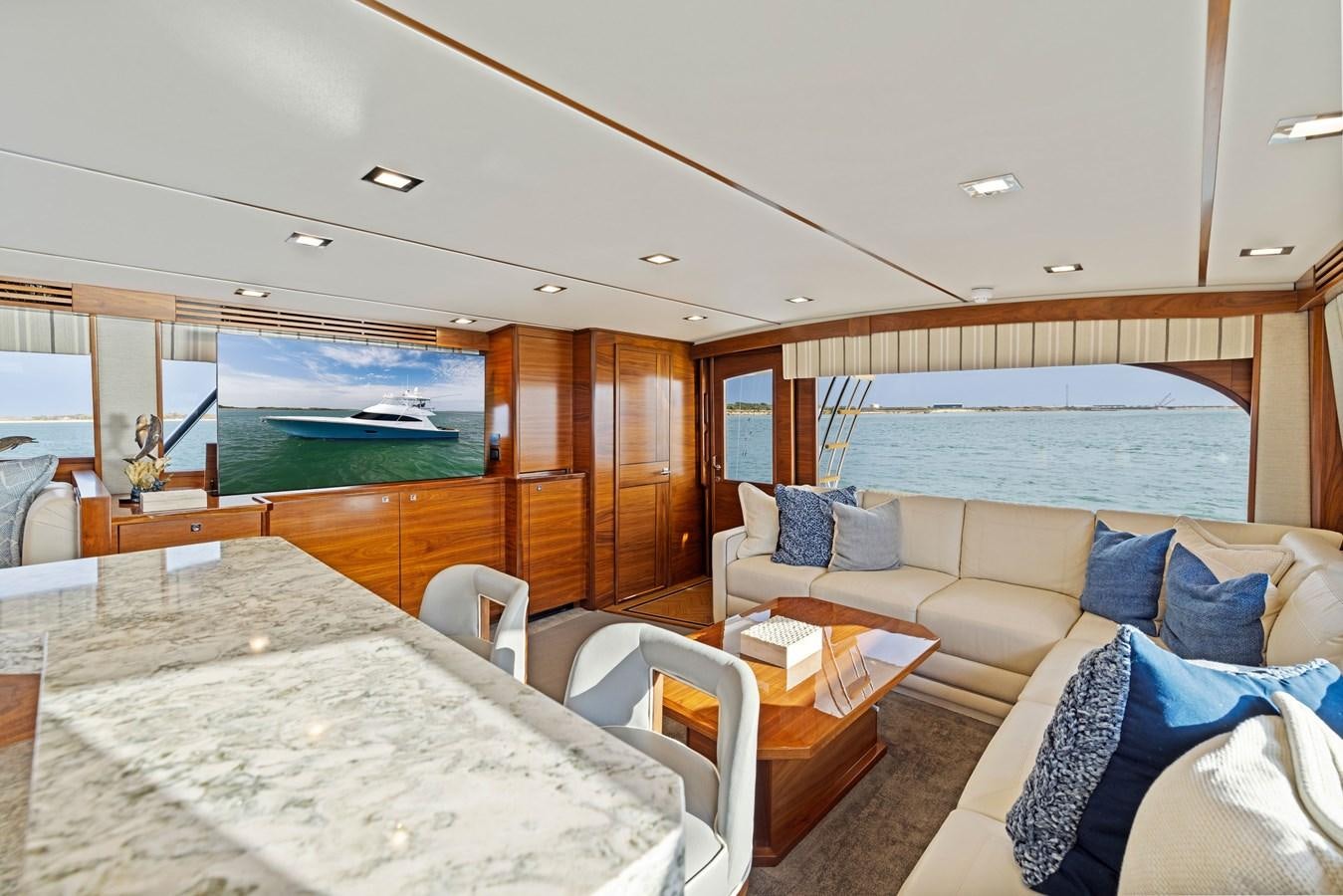 a large bedroom with a large bed aboard ZATARA Yacht for Sale
