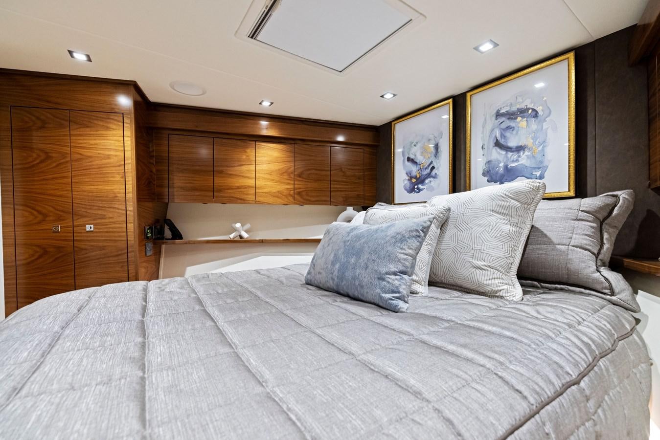 a bed with pillows aboard ZATARA Yacht for Sale