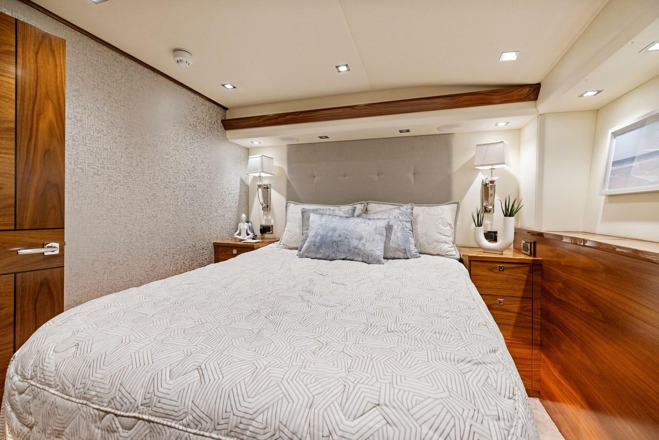 a bed in a room aboard ZATARA Yacht for Sale