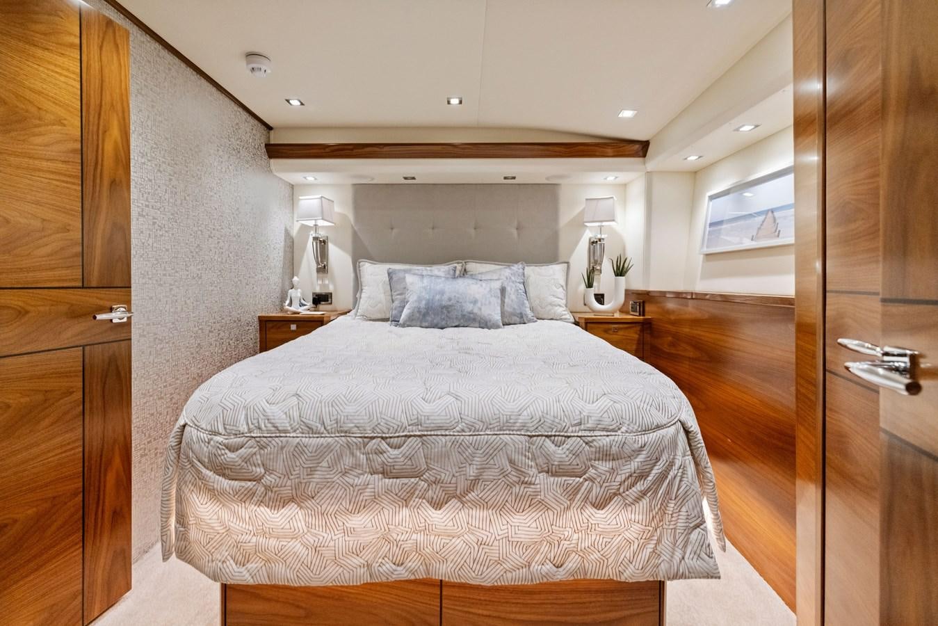 a bed in a room aboard ZATARA Yacht for Sale