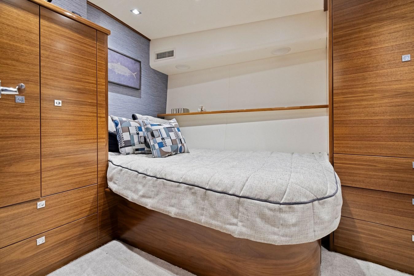 a bed in a room aboard ZATARA Yacht for Sale