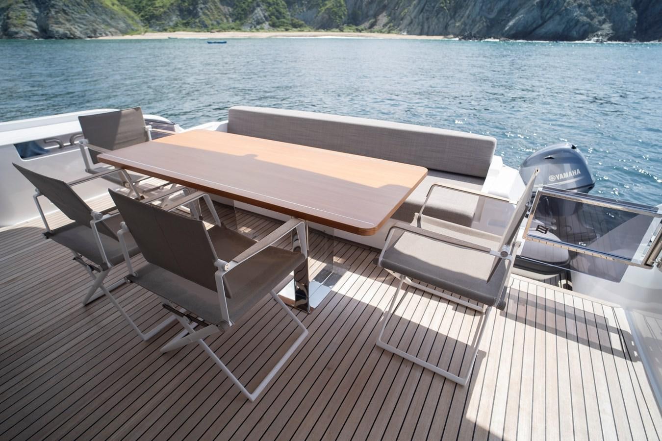 a boat on a deck aboard SILVER MOON Yacht for Sale