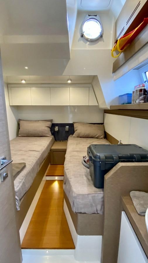 a bed in a room aboard 2016 PRESTIGE  750 Yacht for Sale