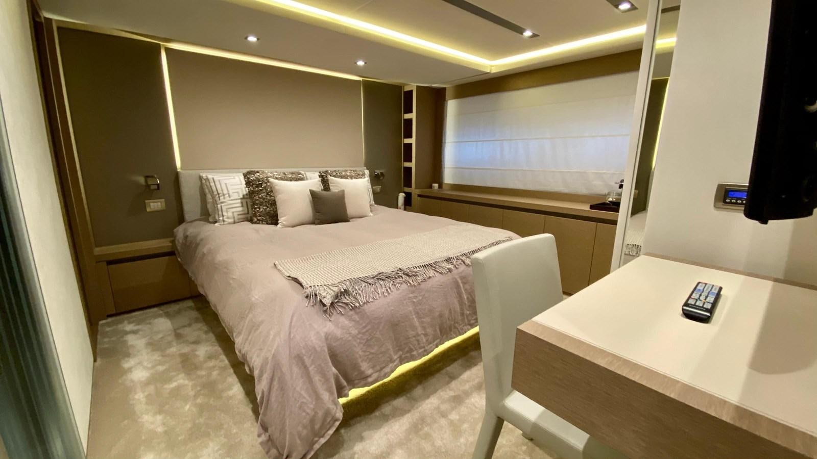 a hotel room with a bed aboard 2016 PRESTIGE  750 Yacht for Sale