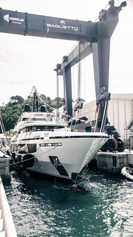 a large white boat aboard BAGLIETTO T52 HULL #04 Yacht for Sale