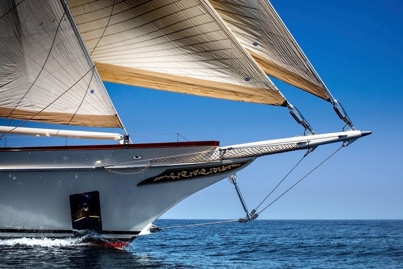 a sailboat on the water aboard LETHANTIA Yacht for Sale