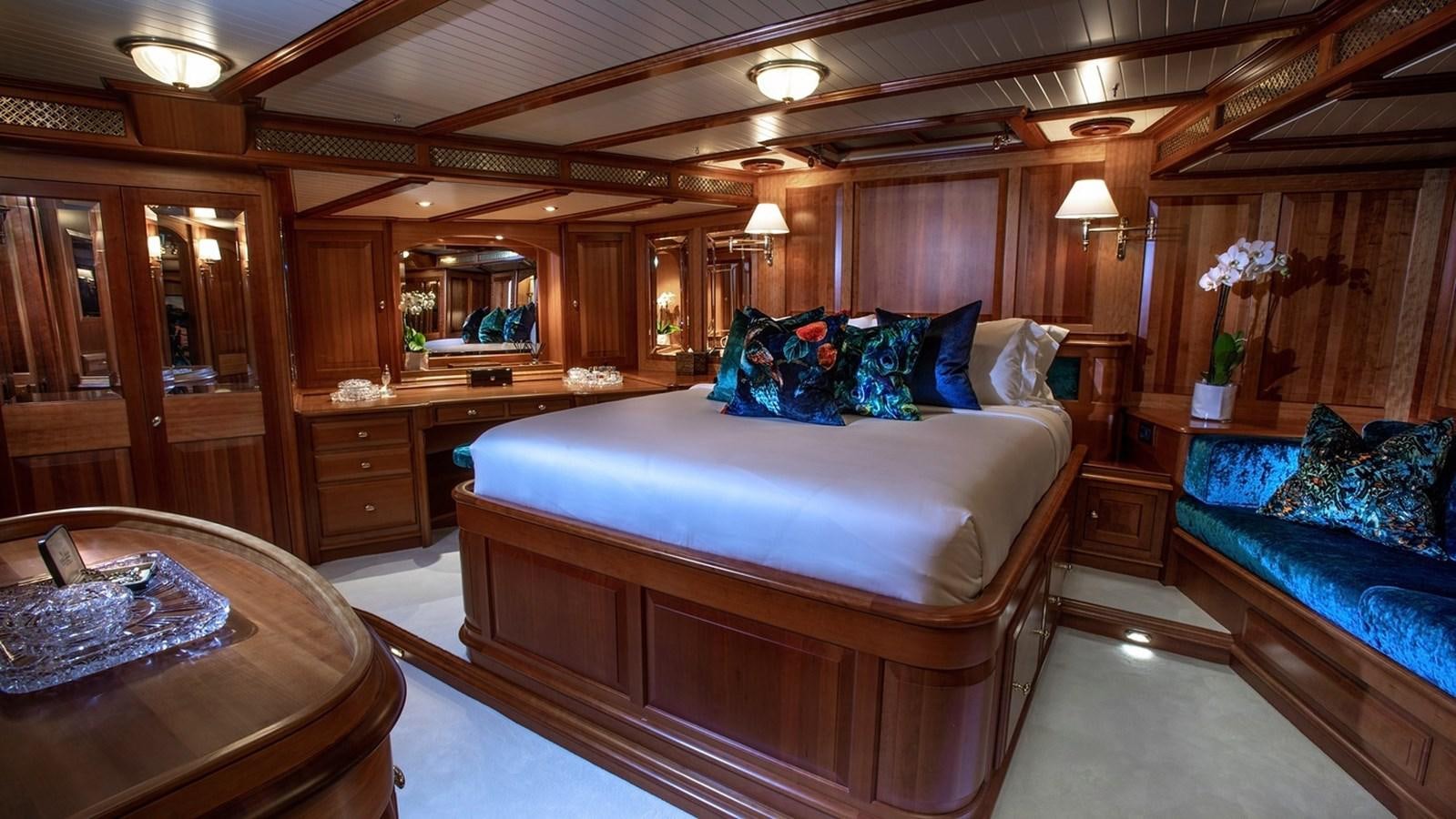 a bed in a cabin aboard LETHANTIA Yacht for Sale