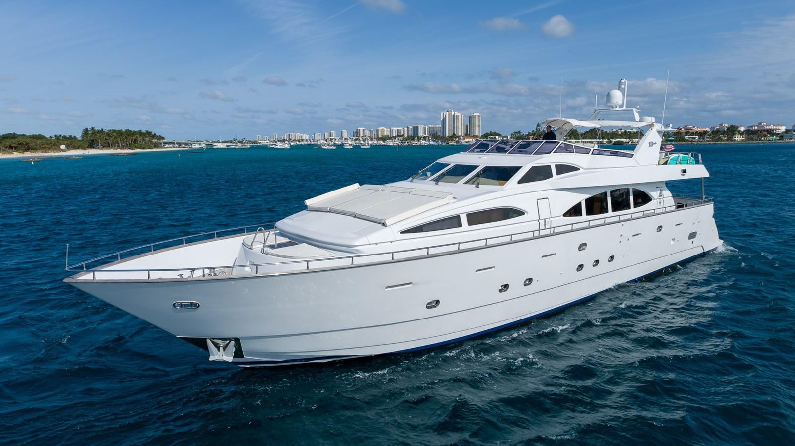 a white yacht on the water aboard ENDLESS SUN Yacht for Sale