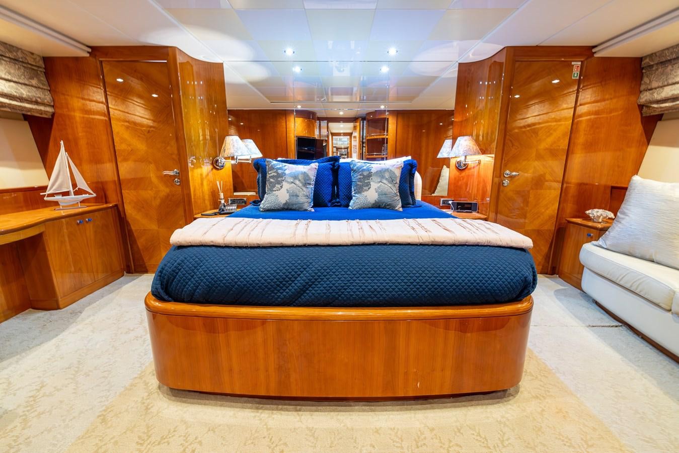 a bed in a room aboard ENDLESS SUN Yacht for Sale