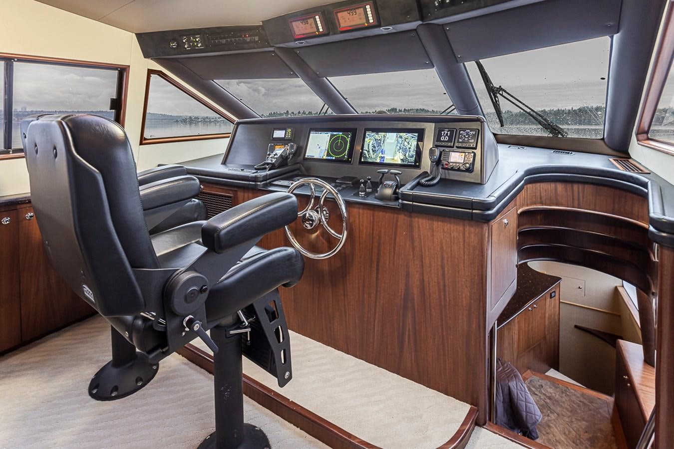 a black office chair aboard SEA SPUR Yacht for Sale