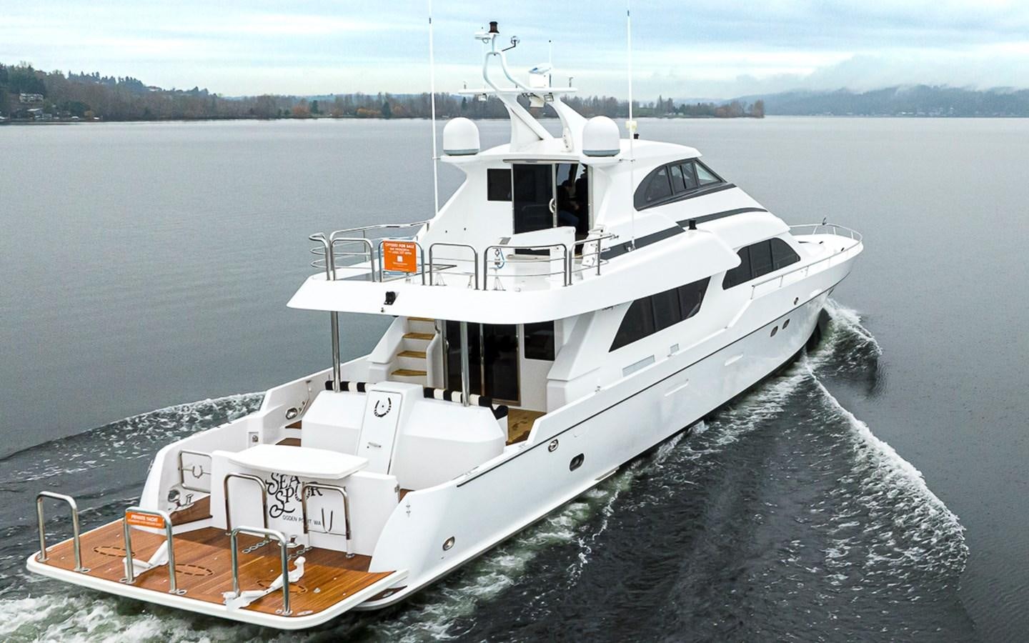 a large white boat in the water aboard SEA SPUR Yacht for Sale